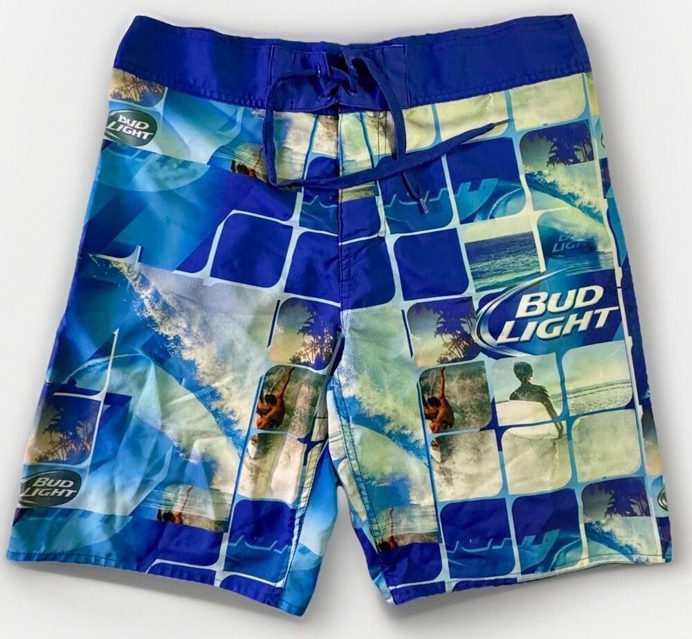 Bud Light Surf Shorts Men’s 32-34 Graphic Beachwear Vacation Swim Trunks A & B